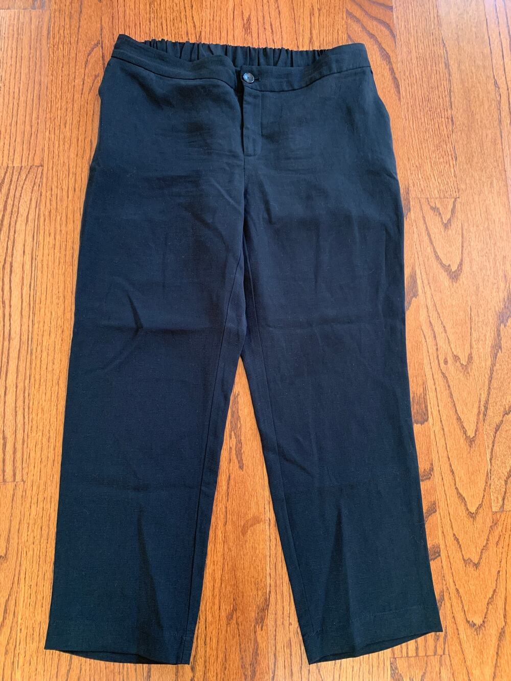 Hatch Maternity Linen Blend Relaxed Straight Leg Trouser | Black | 3 / Large